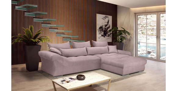 ECKSOFA Altrosa Cord  - Chromfarben/Altrosa, KONVENTIONELL, Textil/Metall (335/225cm) - Carryhome