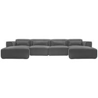 WOHNLANDSCHAFT LOMOCO MATEO Anthrazit Flachgewebe  - Anthrazit/Schwarz, Design, Kunststoff/Textil (165/386/165cm) - Lomoco