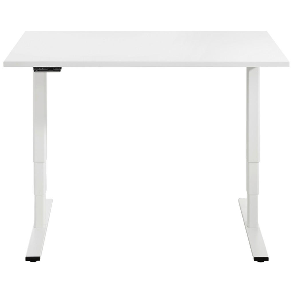Thumbnail - Voleo Schreibtisch, Weiß, Holzwerkstoff, rechteckig, eckig, 68x56-124x135 cm, höhenverstellbar, Memoryschalter, Arbeitsz...
