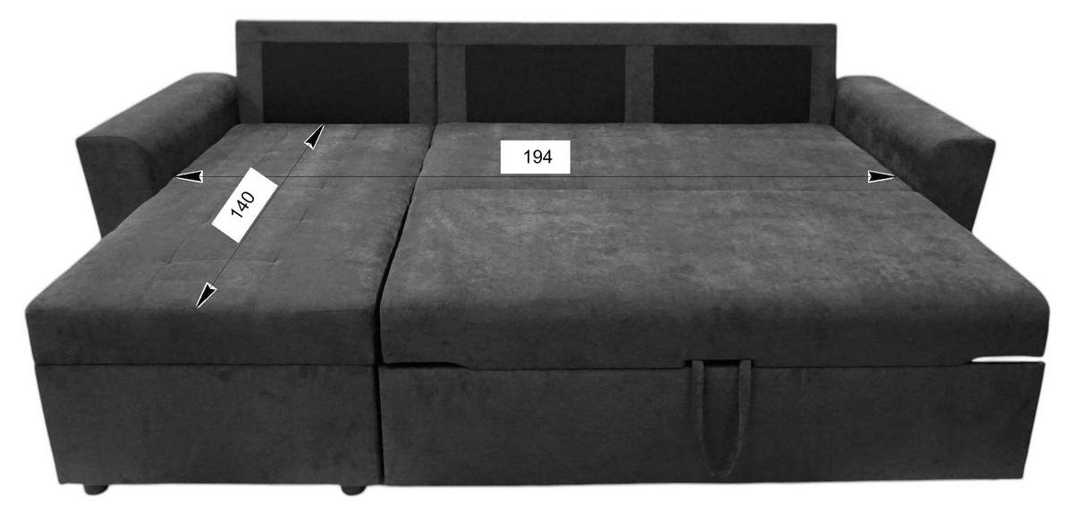 ECKSOFA TERMOLI Hellgrau Jacquard Rückenkissen, Bettkasten  - Hellgrau/Schwarz, Design, Kunststoff/Textil (155/231cm) - MID.YOU