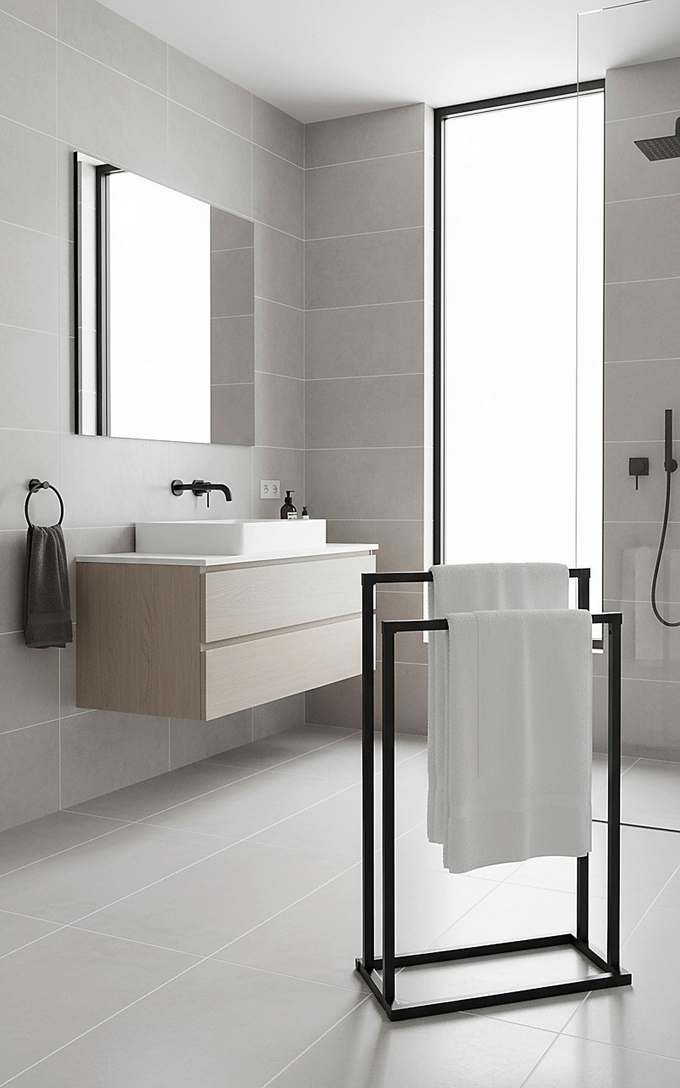 HANDTUCHSTÄNDER 45/74/21,5 cm  - Schwarz, Basics, Metall (45/74/21,5cm) - Sadena