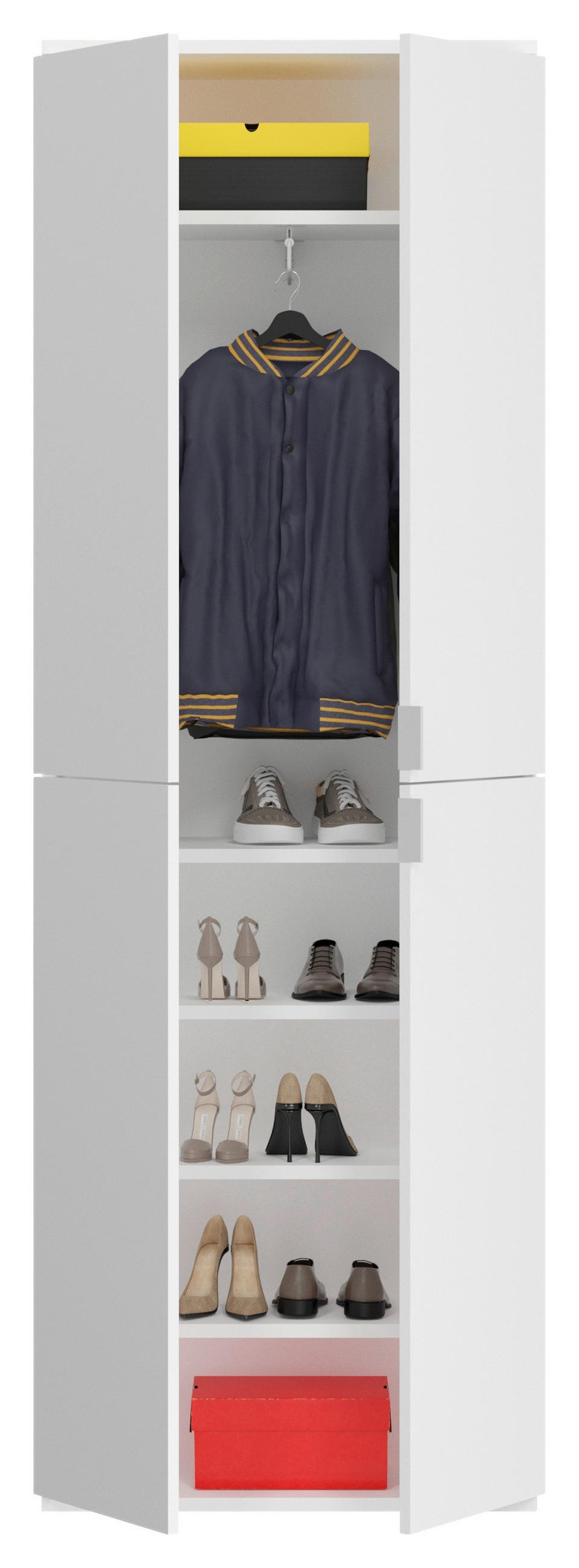 MEHRZWECKSCHRANK 65/193/37 cm  in Weiß  - Chromfarben/Weiß Hochglanz, MODERN, Holzwerkstoff/Metall (65/193/37cm) - MID.YOU