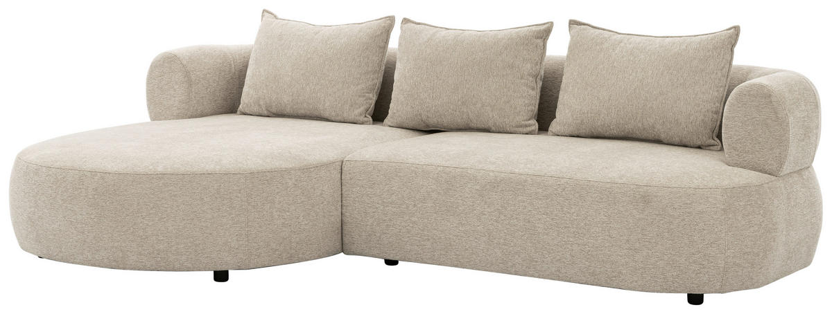 ECKSOFA FERRO Beige Chenille  - Beige/Schwarz, Design, Kunststoff/Textil (156/256cm) - Livetastic