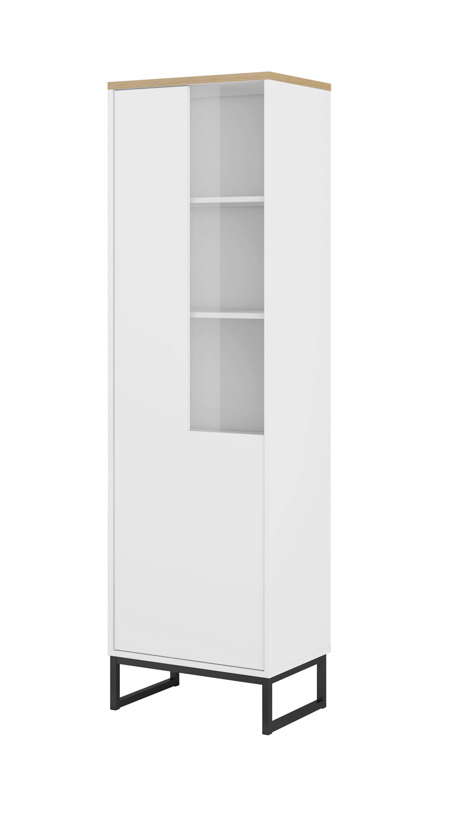 VITRINE Alto in Weiß, Eichefarben  - Eichefarben/Schwarz, Design, Glas/Holzwerkstoff (53,4/180,7/36,5cm) - MID.YOU