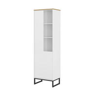 VITRINE Alto in Weiß, Eichefarben  - Eichefarben/Schwarz, Design, Glas/Holzwerkstoff (53,4/180,7/36,5cm) - MID.YOU