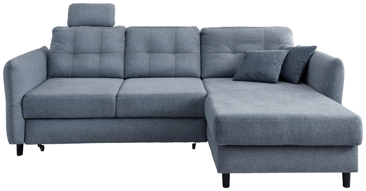 ECKSOFA in Chenille Hellblau  - Blau/Silberfarben, Modern, Holz/Textil (250-280/176cm) - Livetastic