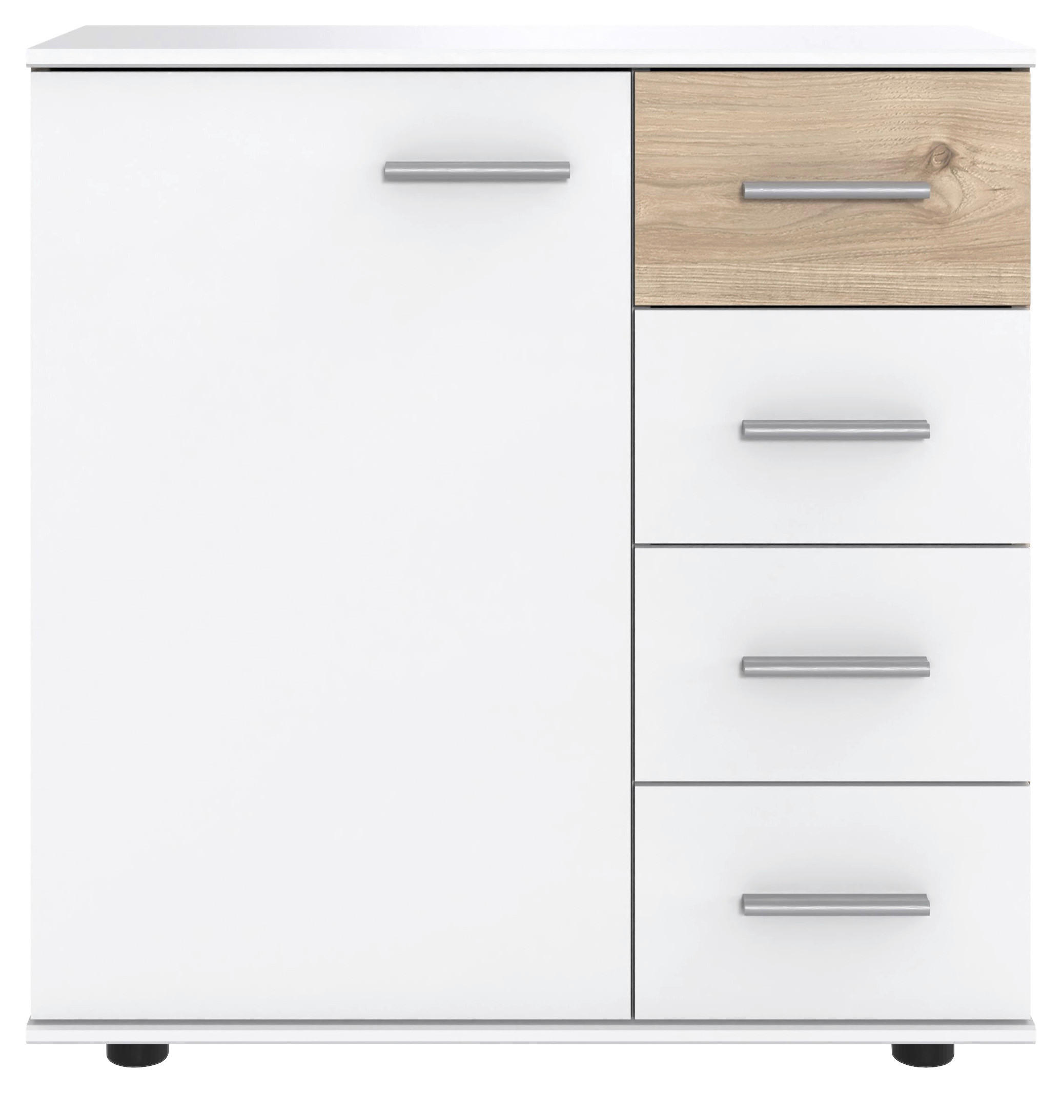 KOMMODE 81/83/41 cm Weiss, Eichefarben, Hickory - Weiss/Eichefarben, Konventionell, Holzwerkstoff/Kunststoff (81/83/41cm) - Carryhome