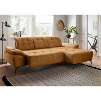 ECKSOFA Cord Goldfarben  - Goldfarben/Schwarz, Modern, Textil/Metall (280/180cm) - Livetastic