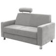 2-SITZER-SOFA in Flachgewebe Hellgrau  - Chromfarben/Hellgrau, Design, Textil/Metall (158/83/85cm) - Xora