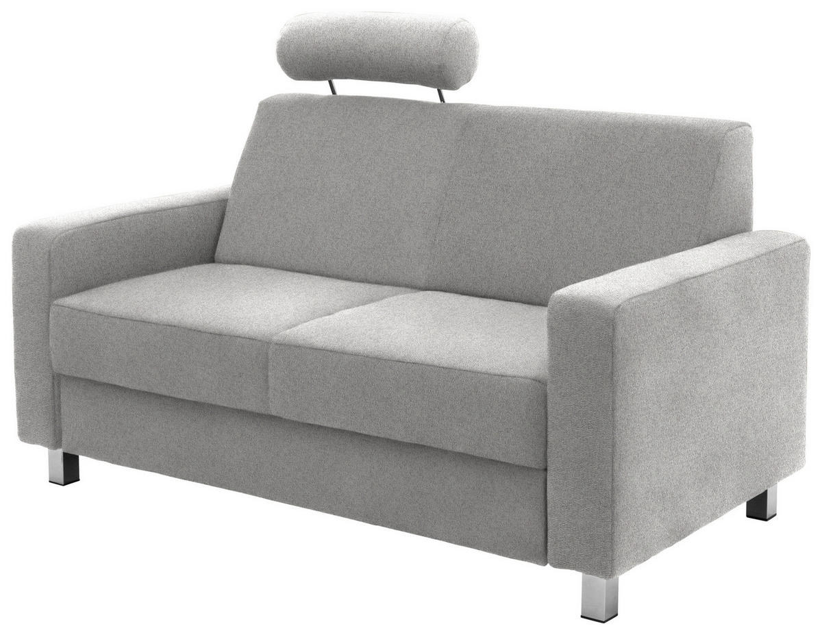 2-SITZER-SOFA in Flachgewebe Hellgrau  - Chromfarben/Hellgrau, Design, Textil/Metall (158/83/85cm) - Xora
