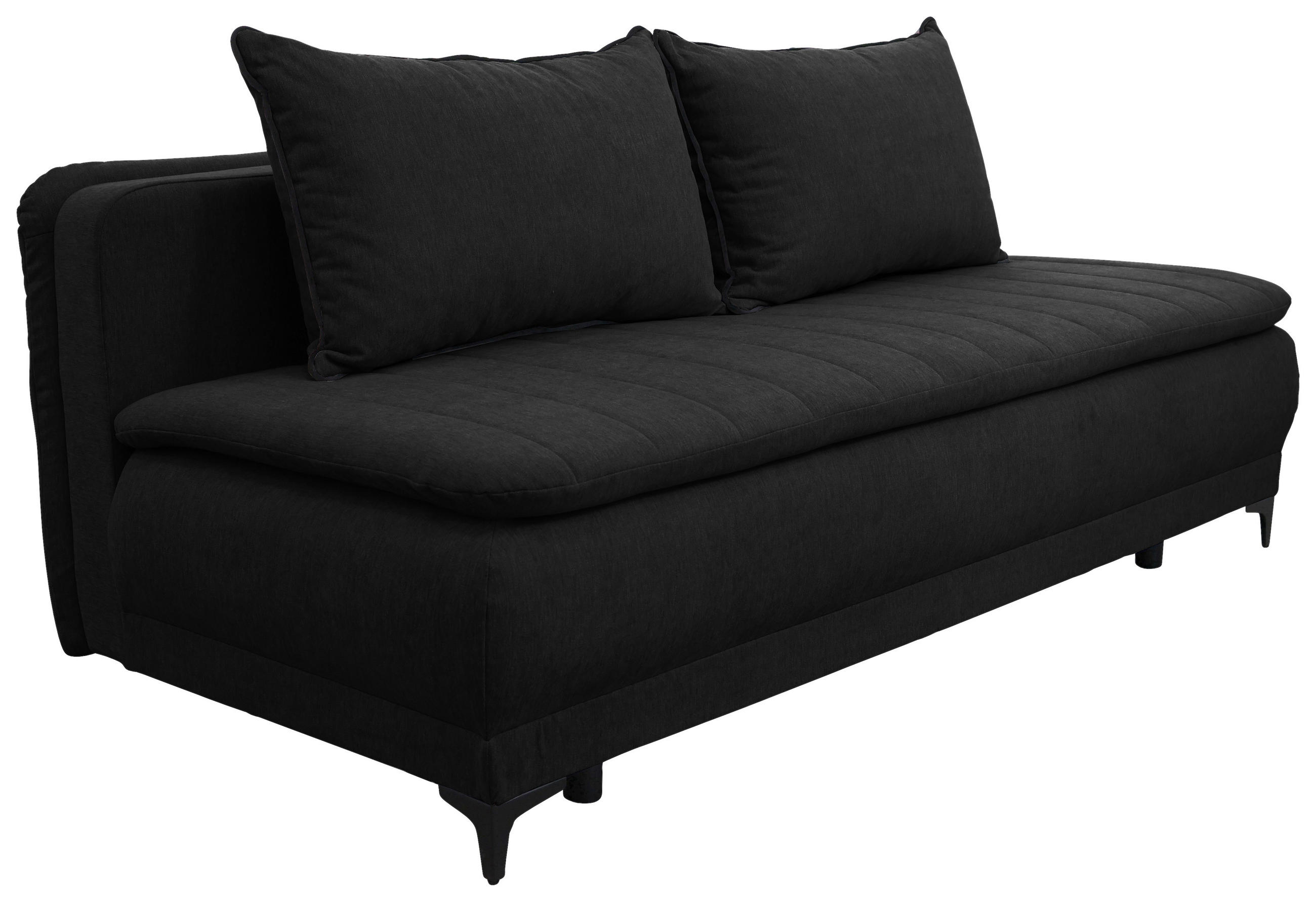 SCHLAFSOFA  mit Liegefunktion Flachgewebe Anthrazit  - Anthrazit/Schwarz, Basics, Textil/Metall (202/98/78cm) - Livetastic