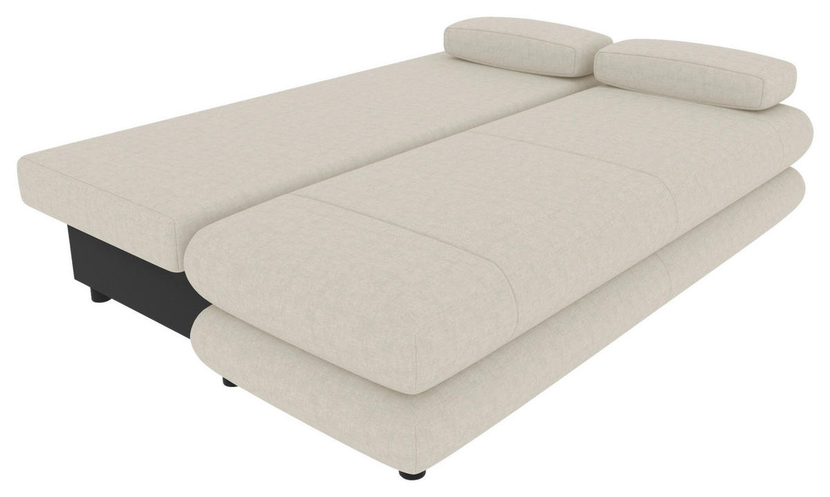 SCHLAFSOFA  mit Liegefunktion, Rücken echt Mikrofaser Creme  - Creme/Schwarz, KONVENTIONELL, Kunststoff/Textil (212/93/90cm) - Carryhome