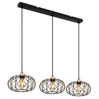 HÄNGELEUCHTE 95/28/150 cm  - Goldfarben/Schwarz, Design, Kunststoff/Metall (95/28/150cm) - Globo
