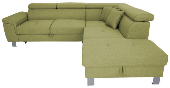 ECKSOFA inkl. Funktionen Grün Webstoff  - Silberfarben/Grün, Design, Textil/Metall (257/226cm) - Xora