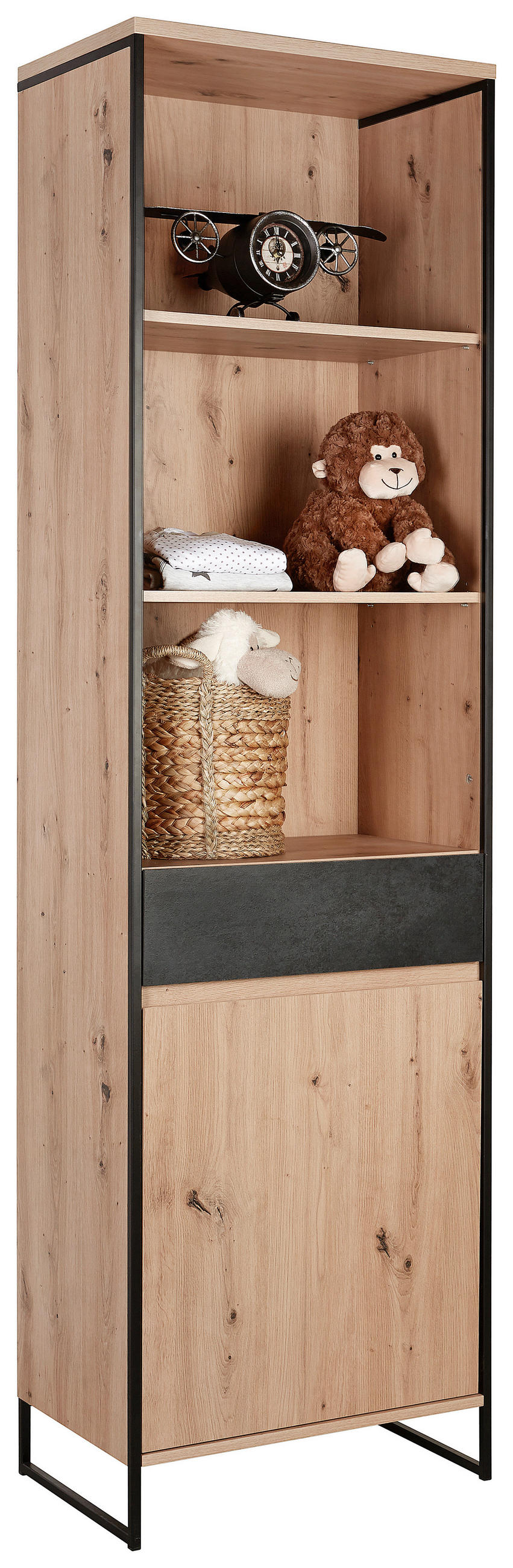 BABYREGAL Yunai Anthrazit, Eichefarben  - Eichefarben/Anthrazit, Trend, Holzwerkstoff/Metall (60/209,7/38,2cm) - My Baby Lou
