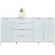 SIDEBOARD in 225/101/40,5 cm - Chromfarben/Weiß Hochglanz, Basics, Glas/Holzwerkstoff (225/101/40,5cm) - Voleo