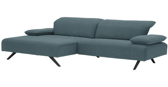 ECKSOFA in Flachgewebe Hellblau  - Anthrazit/Hellblau, Design, Textil/Metall (166/280cm) - Ambiente