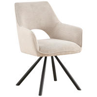 ARMLEHNSTUHL  Stoffauswahl, inklusive Armlehnen, Sitzfläche 180° drehbar, automatische Rückholfunktion Cord  Creme  - Creme/Schwarz, Design, Textil/Metall (60/85/63cm) - Hom`in