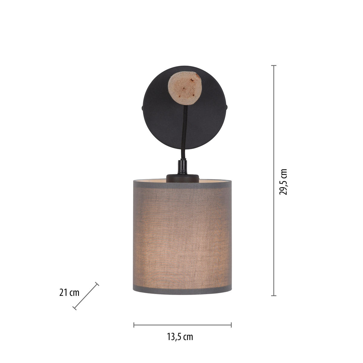 WANDLEUCHTE Tribu 21/13,5/29,5 cm   - Natur, Holz/Kunststoff (21/13,5/29,5cm)
