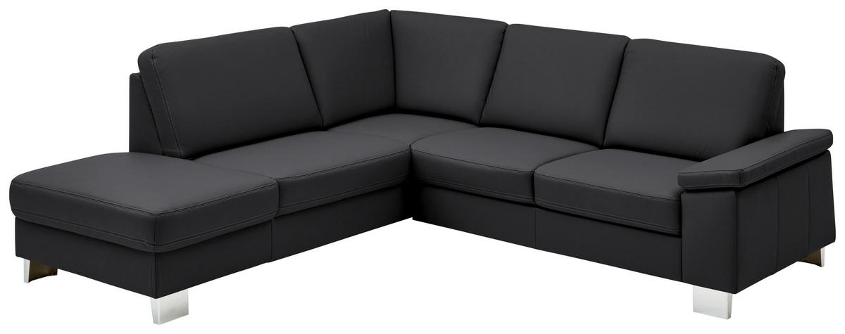 ECKSOFA  in Echtleder Anthrazit  235/248 cm  - Anthrazit/Alufarben, Design, Leder/Metall (235/248cm) - Beldomo Premium