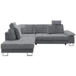 ECKSOFA in Flachgewebe Blau, Grau  - Chromfarben/Blau, Design, Textil/Metall (229/296cm) - Novel