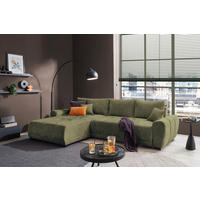 HÖRNBÄDDSOFFA 3-sits i chenille mörkgrön  - svart/mörkgrön, Basics, textil/plast (321/184cm) - Livetastic