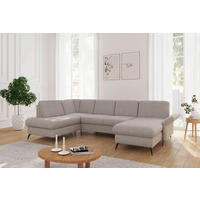 WOHNLANDSCHAFT ROCHELLE E Greige Flachgewebe  - Greige/Schwarz, KONVENTIONELL, Textil/Metall (195/314/164cm) - Sit & More