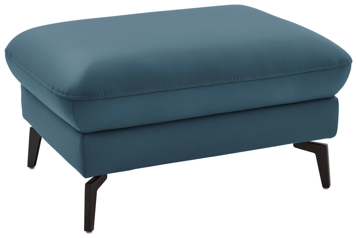 ECKSOFA in Echtleder Blau  - Blau/Schwarz, Natur, Leder/Metall (281/168cm) - Valdera