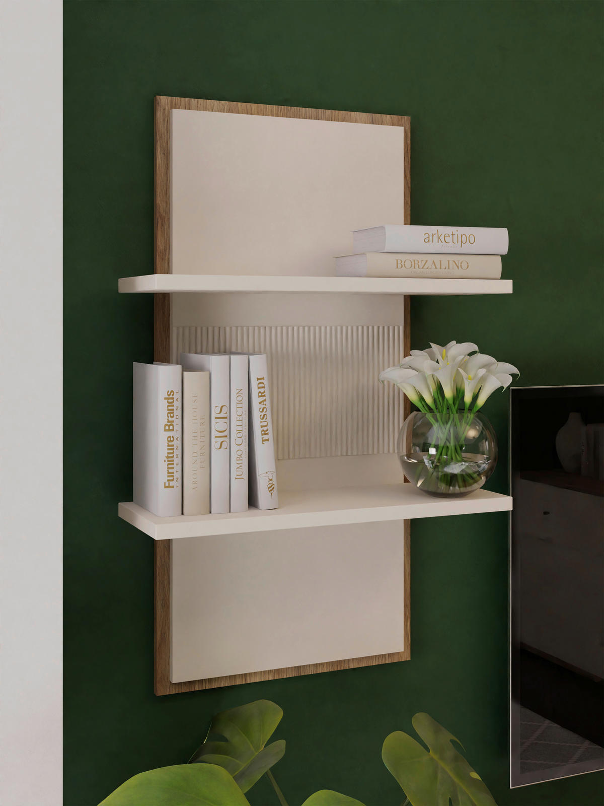 POLIȚĂ DE PERETE in 60/96,5/23,4 cm culoare lemn stejar, nisipiu  - culoare lemn stejar/nisipiu, Design, material pe bază de lemn (60/96,5/23,4cm) - Xora