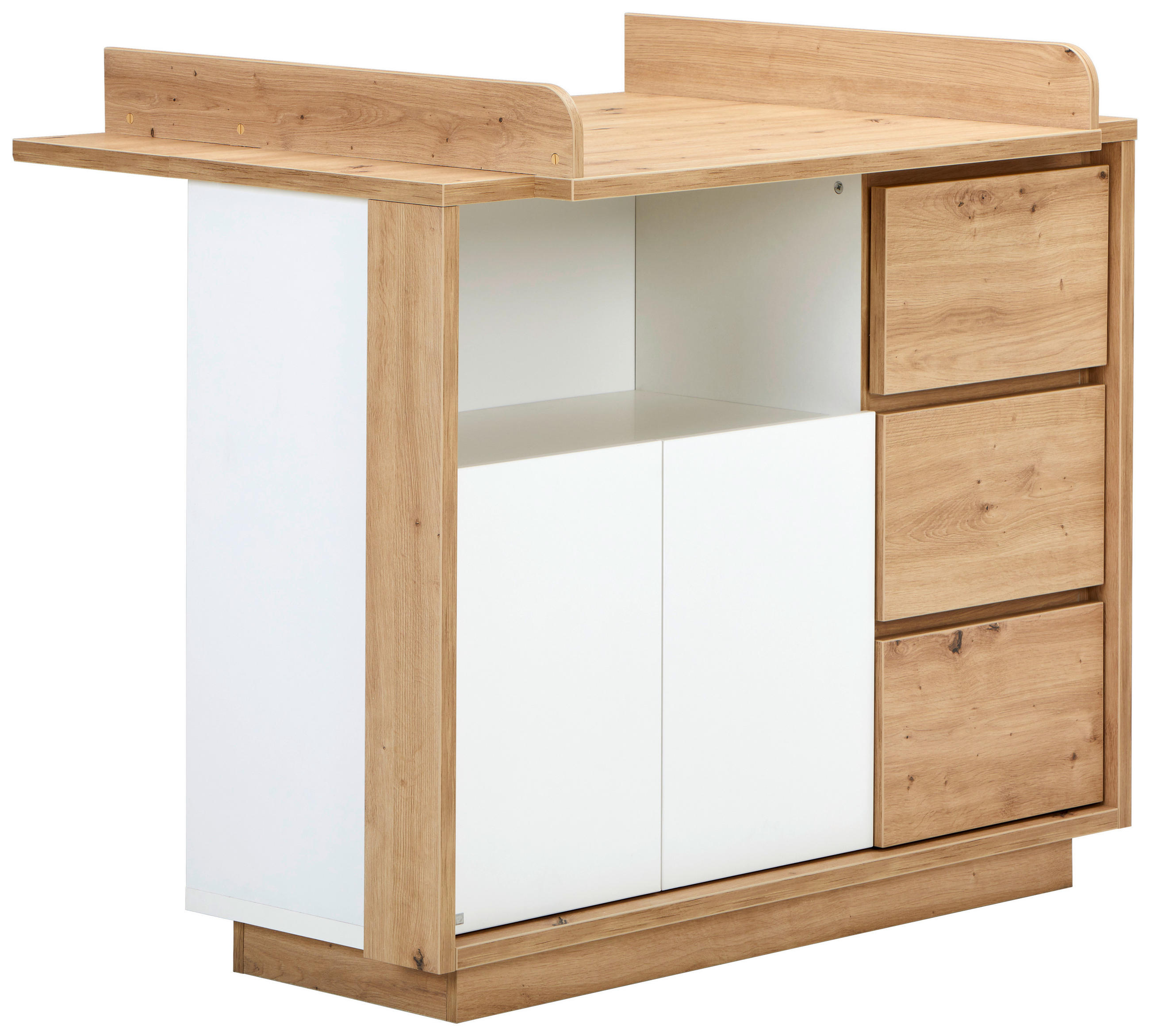 WICKELKOMMODE Conny Weiß, Eiche Artisan  - Eiche Artisan/Weiß, Basics, Holzwerkstoff (117,5/103,5/78/44,5cm) - Jimmylee