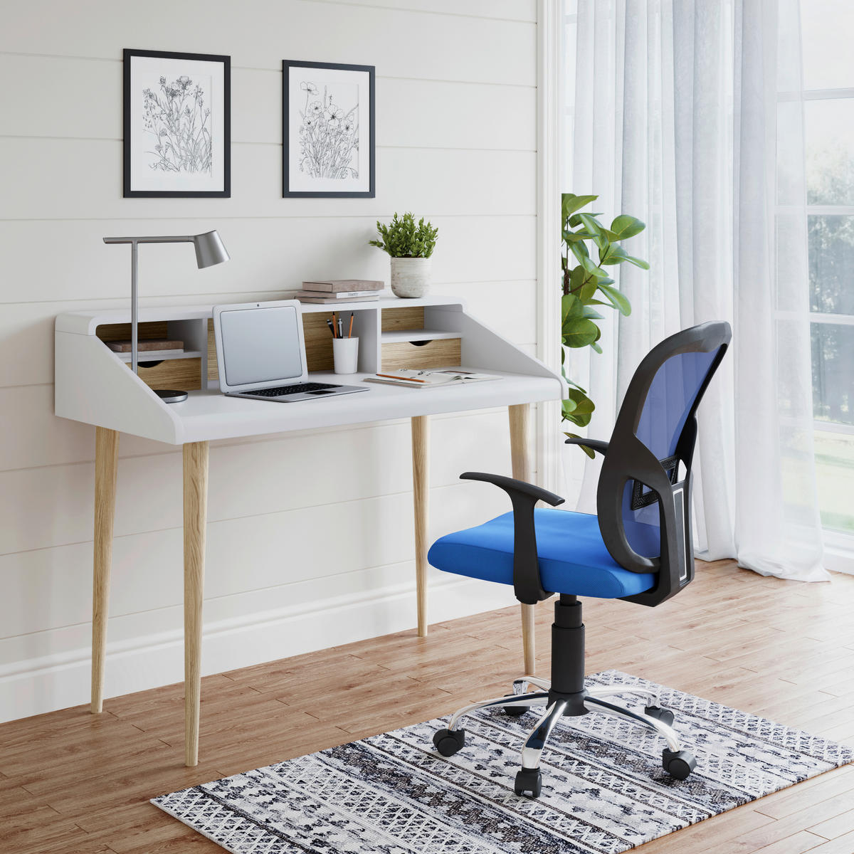 DREHSTUHL Blau  - Blau/Silberfarben, Design, Kunststoff/Textil (62/109/62cm) - MID.YOU