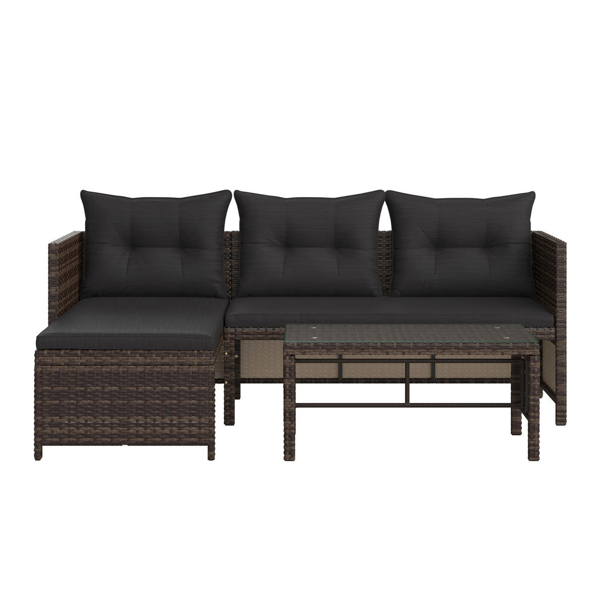 LOUNGEGARNITUR  120/179 cm  Stahl  - Dunkelgrau/Dunkelbraun, MODERN, Glas/Kunststoff (120/179cm) - Ambia Garden