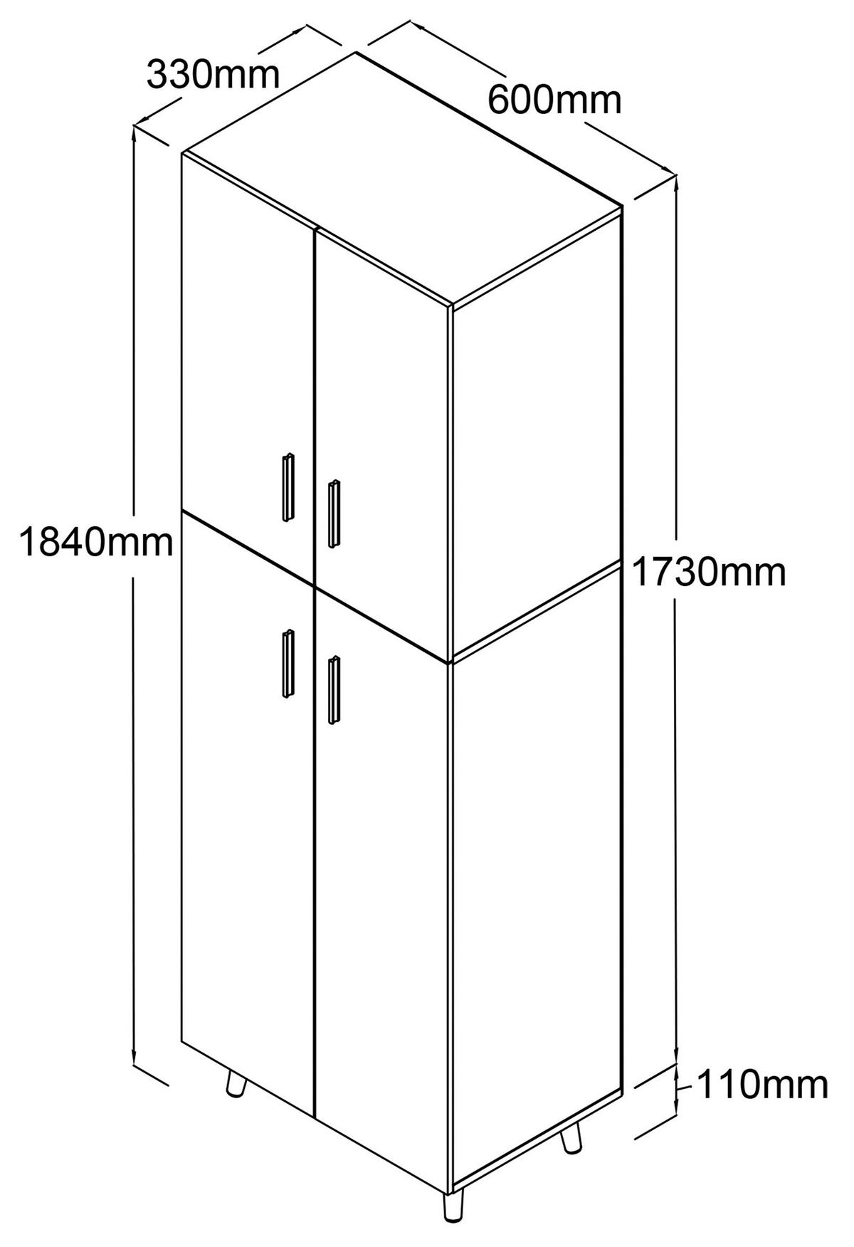 MEHRZWECKSCHRANK 60/184/39 cm  - Weiss/Anthrazit, Design, Holzwerkstoff (60/184/39cm) - MID.YOU