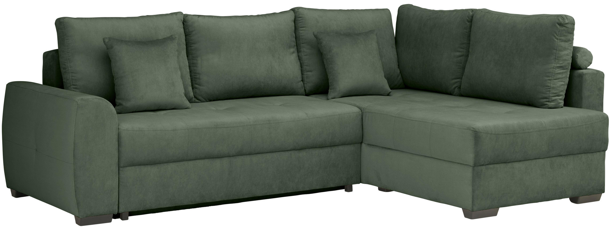 Thumbnail - Stylife Ecksofa, Dunkelgrün, Textil, 3-Sitzer, Füllung: Schaumstoffflocken, seitenverkehrt montierbar, L-Form, links mon...