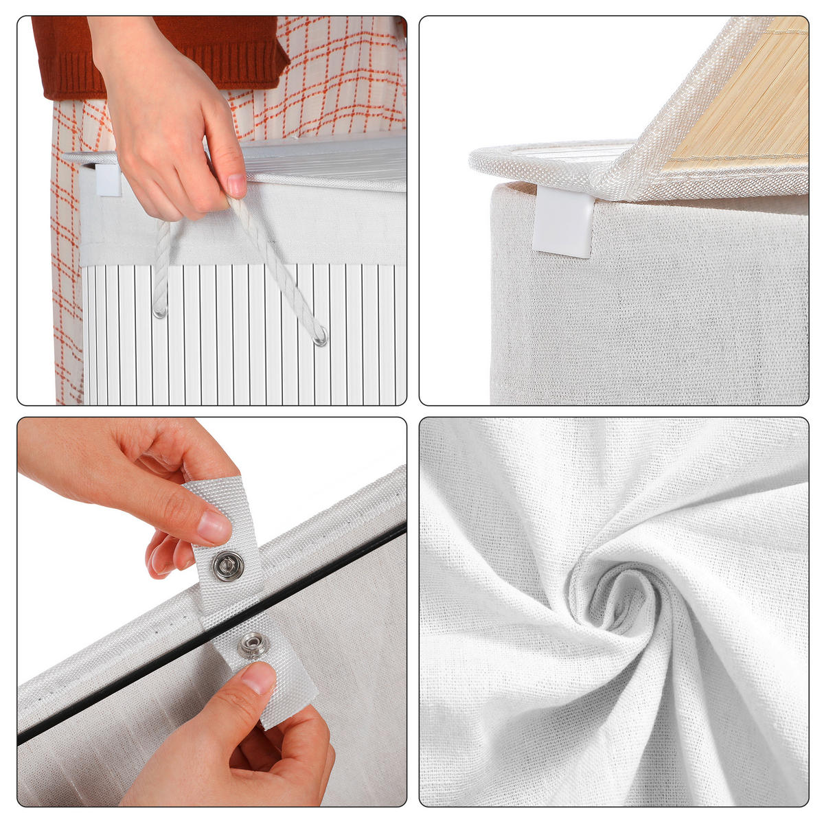 WÄSCHEKORB - Weiß, Basics, Naturmaterialien/Textil (51,5/61,5/31,5cm)