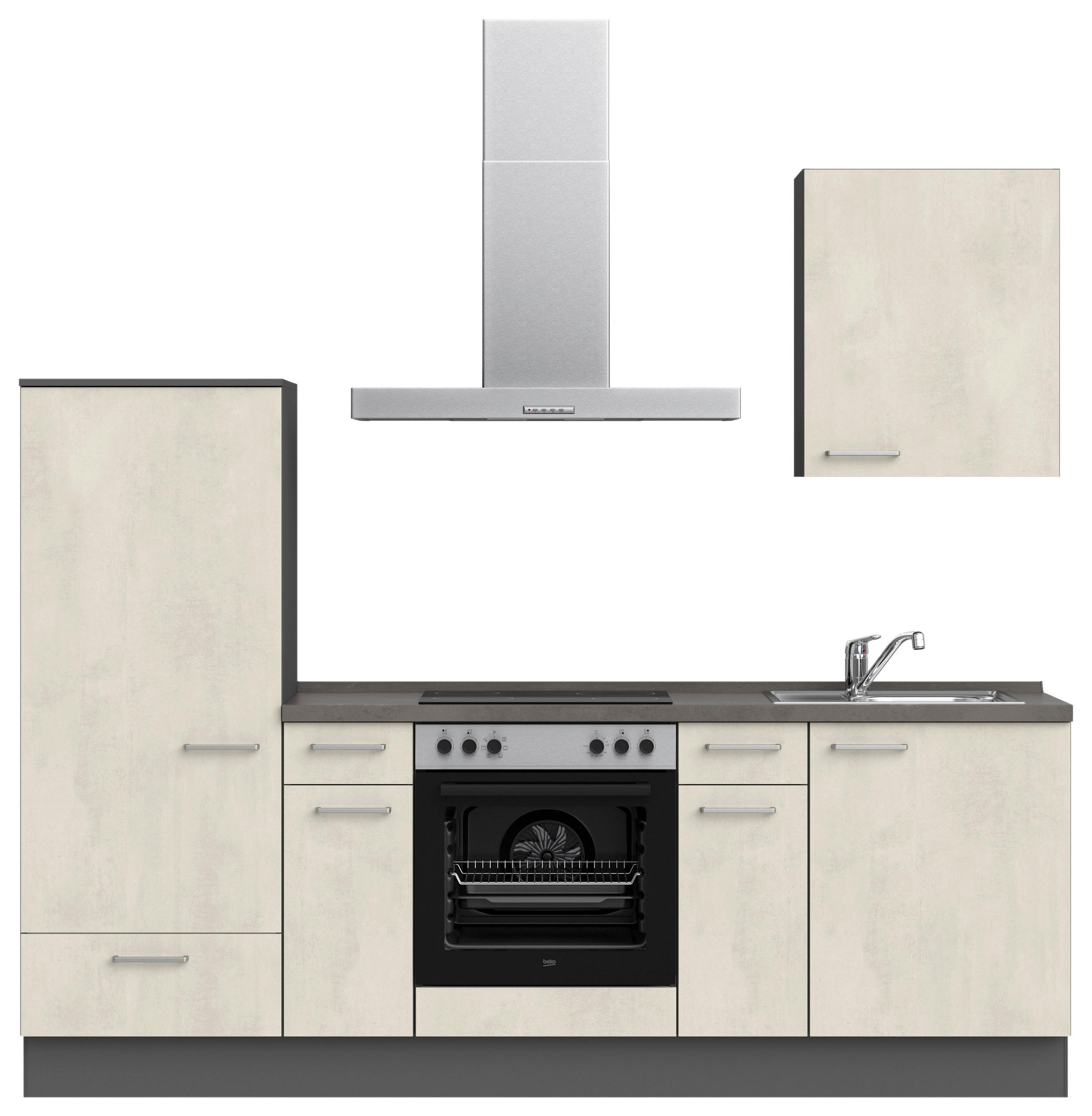 BUCĂTĂRIE FĂRĂ ELECTROCASNICE  - ardeziu/alb, Modern, metal/material pe bază de lemn (240cm) - Nobilia