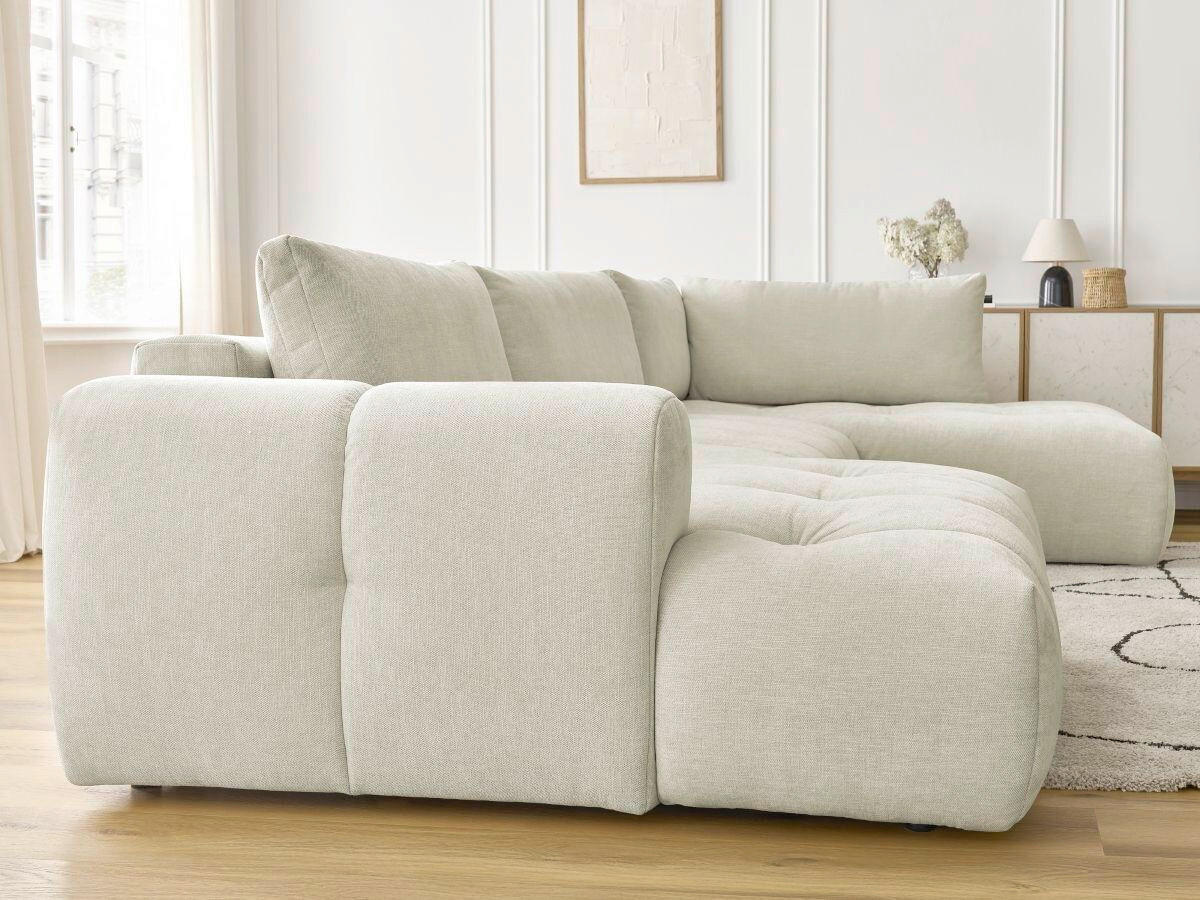 WOHNLANDSCHAFT  FUJI  Beige Leinenoptik  - Beige/Schwarz, MODERN, Kunststoff/Textil (160/377/204cm)
