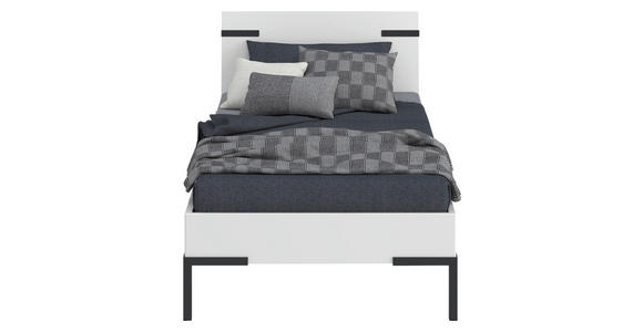 BETT 90/200 cm,  in Weiß,  - Schwarz/Weiß, Design, Metall (90/200cm) - Xora