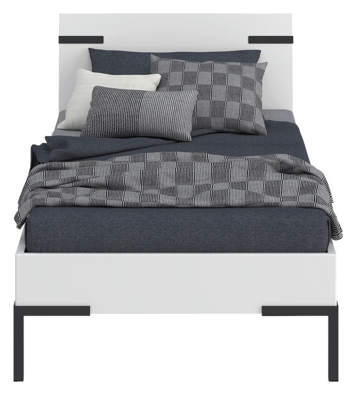 BETT 90/200 cm,  in Weiß,  - Schwarz/Weiß, Design, Metall (90/200cm) - Xora