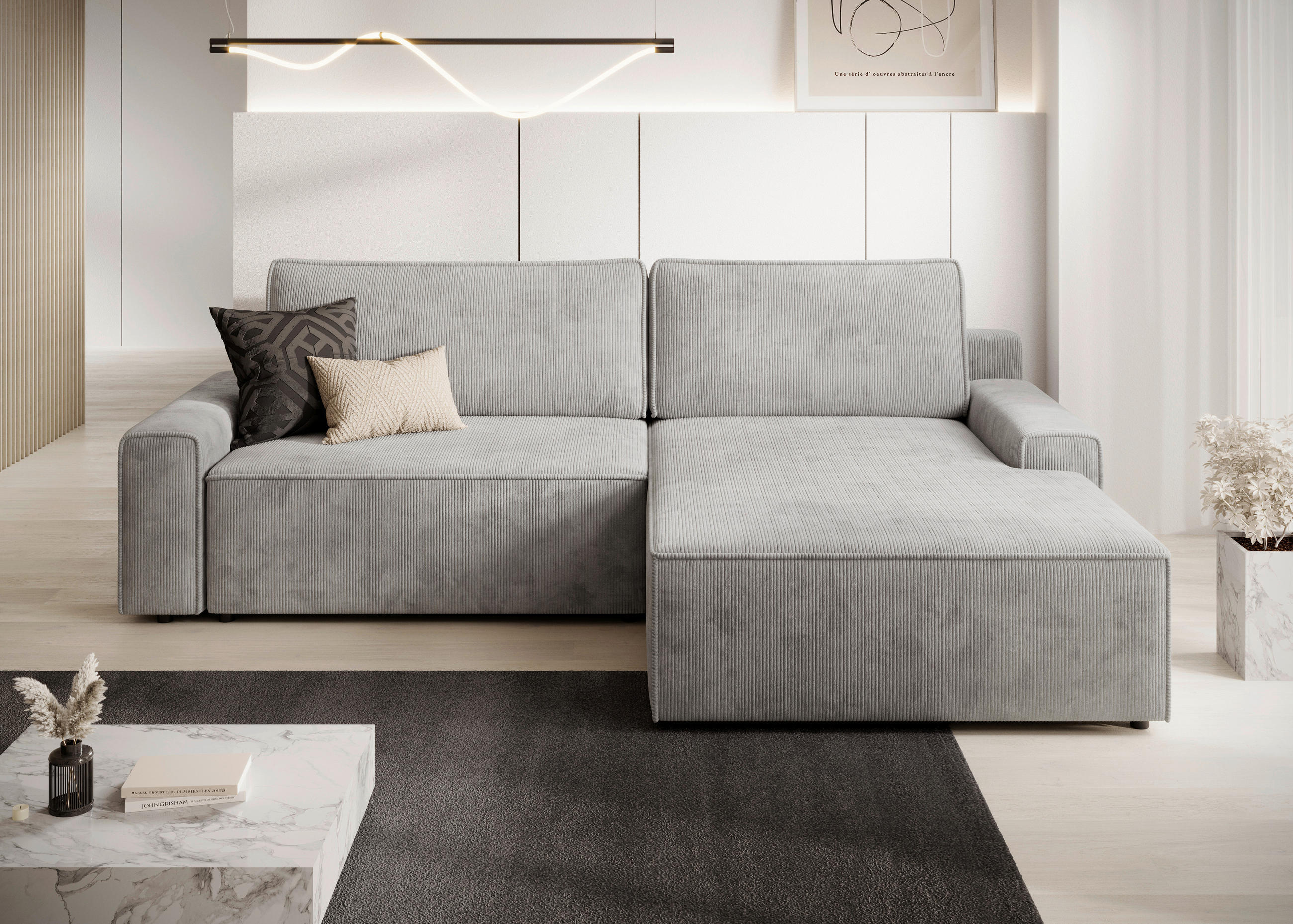 Trendmanufaktur Eckschlafsofa Challange Grau 246x168 cm
