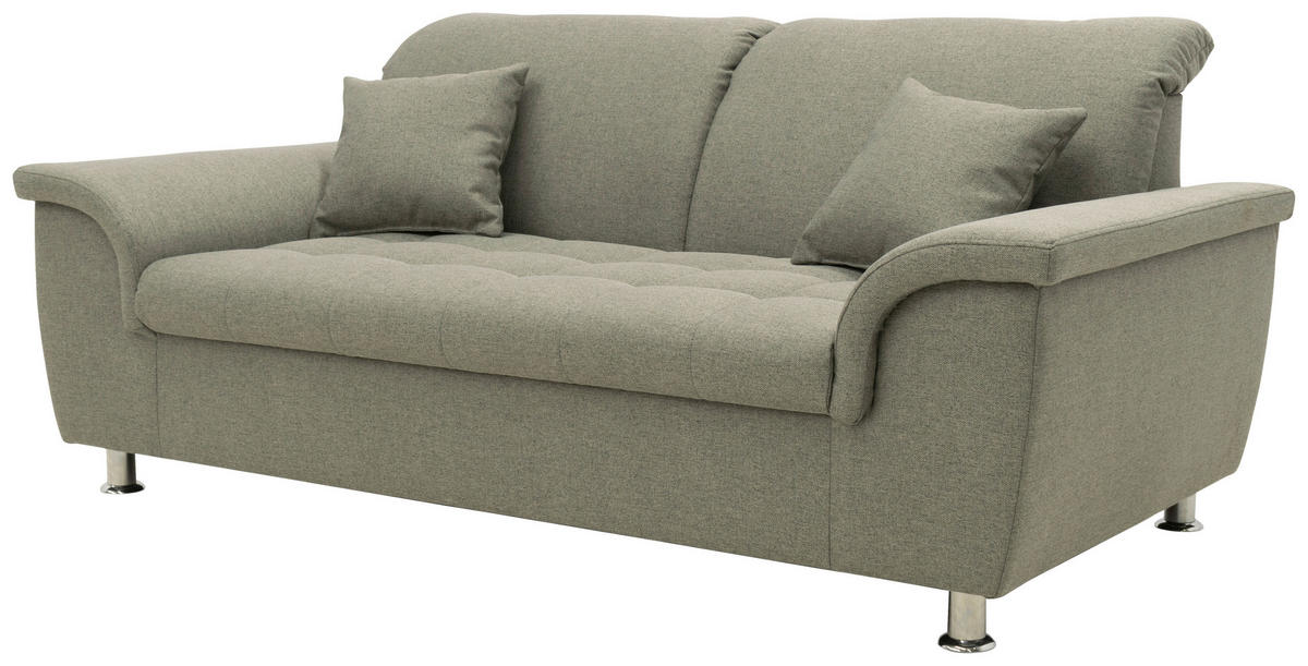 Zweisitzer-Sofa mit Funktion Webstoff Graubraun  - Chromfarben/Graubraun, KONVENTIONELL, Textil/Metall (190/81/105cm) - MID.YOU