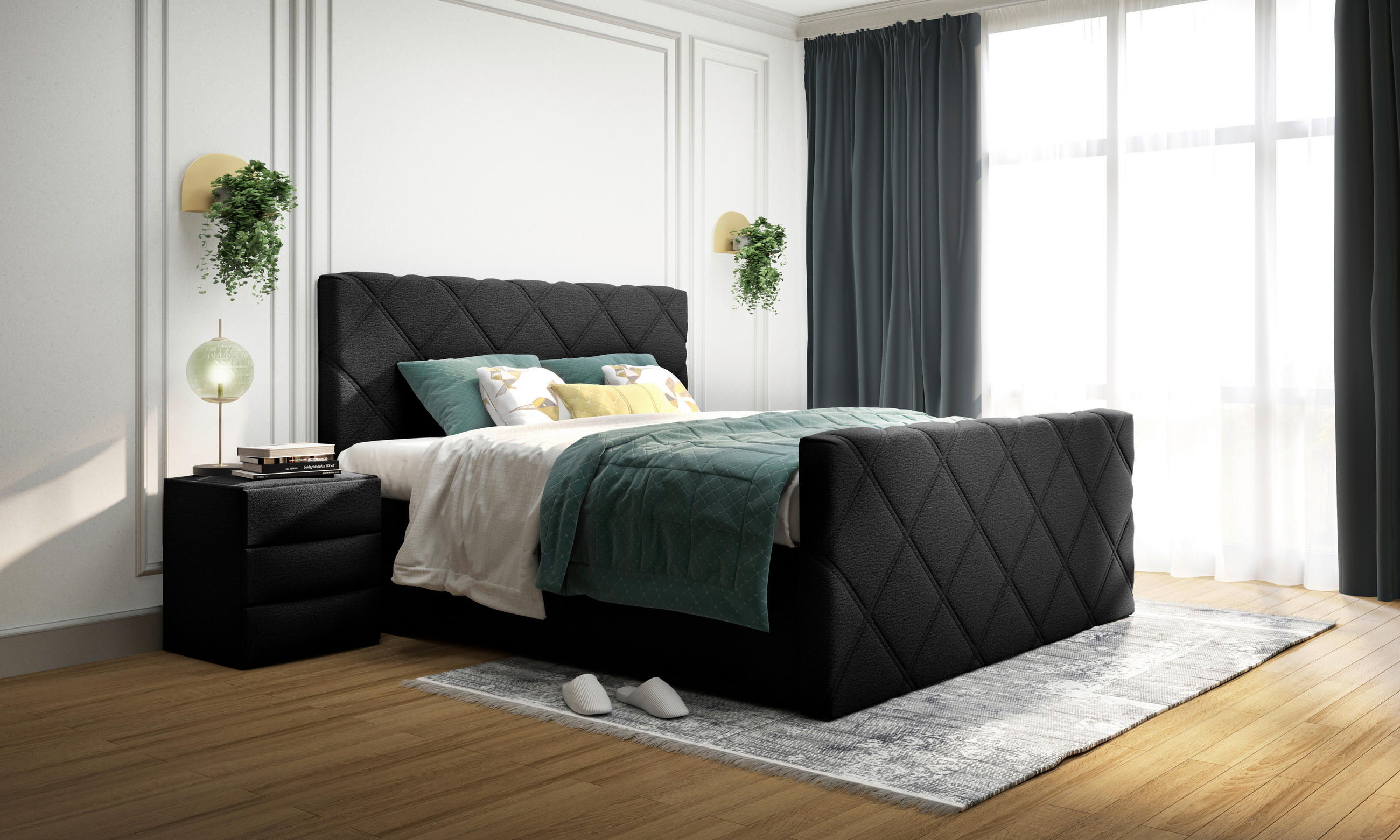 BOXSPRINGBETT 180/200 cm  in Schwarz  - Schwarz, KONVENTIONELL, Textil (180/200cm) - Esposa