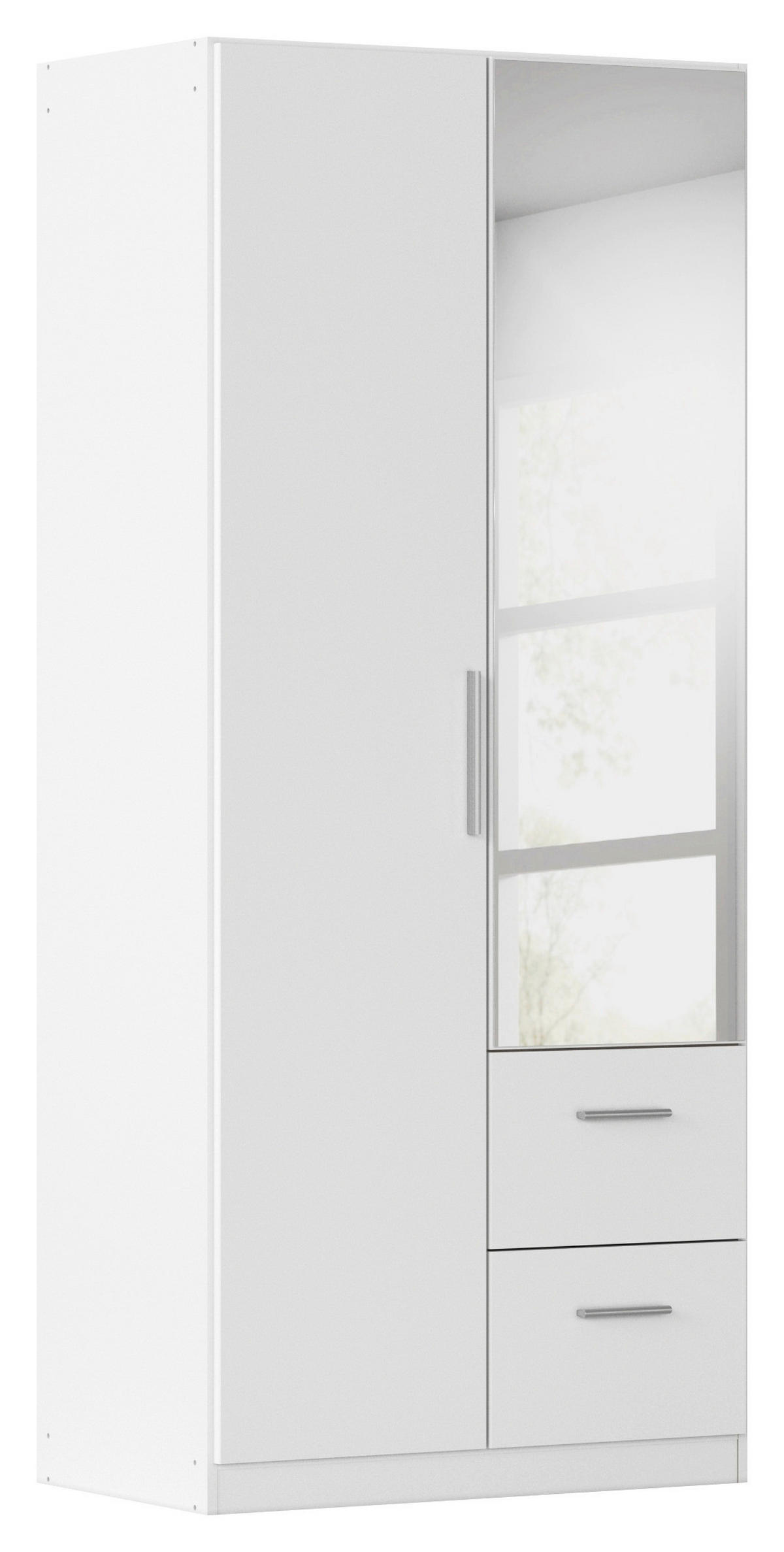 DREHTÜRENSCHRANK 91/210/54 cm,  in Weiß, 2-türig  - Alufarben/Weiß, KONVENTIONELL, Glas/Holzwerkstoff (91/210/54cm) - home24