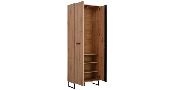 GARDEROBE 5-teilig  in 260/194,5/35 cm  - Schwarz/Eiche Artisan, Basics, Holzwerkstoff (260/194,5/35cm) - Carryhome