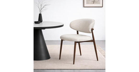 STUHL   Webstoff  - Beige/Nussbaumfarben, Design, Textil/Metall (53/79/58cm) - Novel