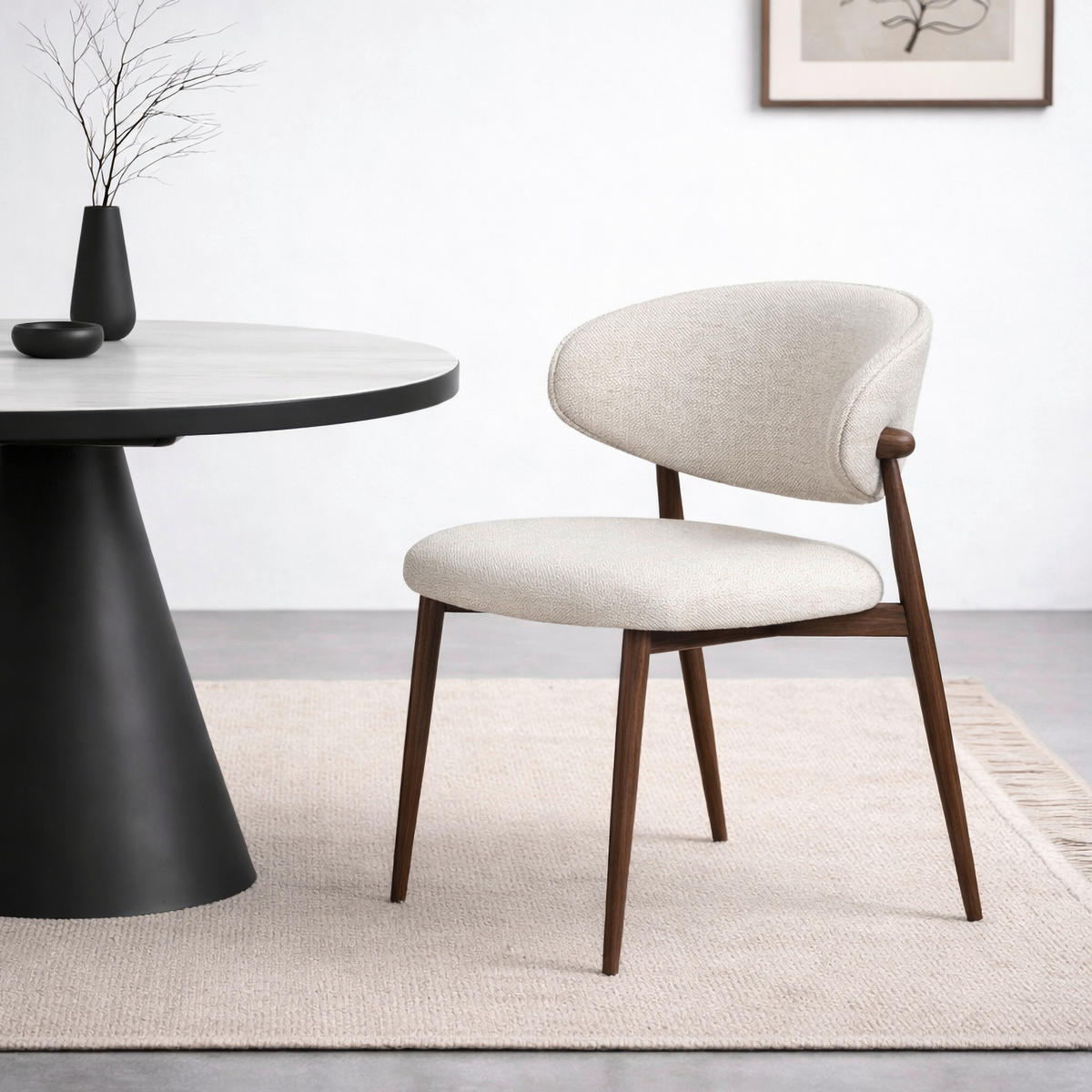 STUHL   Webstoff  - Beige/Nussbaumfarben, Design, Textil/Metall (53/79/58cm) - Novel