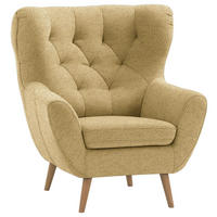 OHRENSESSEL in Flachgewebe Gelb  - Eichefarben/Gelb, Design, Holz/Textil (87/101/95cm) - Stylife