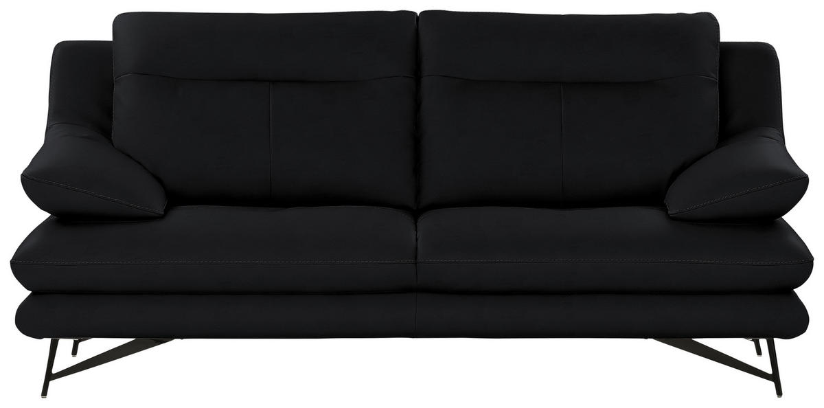 2,5-SITZER in Leder Schwarz  - Schwarz, Design, Leder/Metall (195/90/109cm)