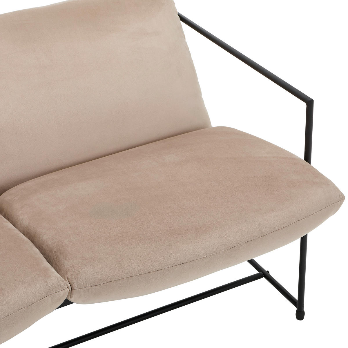 SOFA Samt Taupe  - Taupe/Schwarz, MODERN, Textil/Metall (129/75/87cm) - P & B
