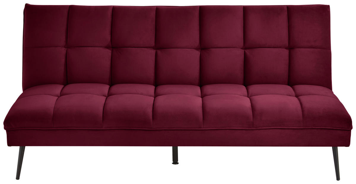 SCHLAFSOFA in Samt Bordeaux  - Bordeaux/Schwarz, Modern, Textil/Metall (178/84/98cm) - MID.YOU
